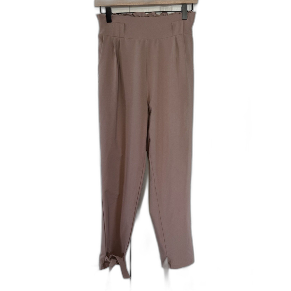 Grace Karin‎ High Waist Ankle Tie Pants Taupe Small